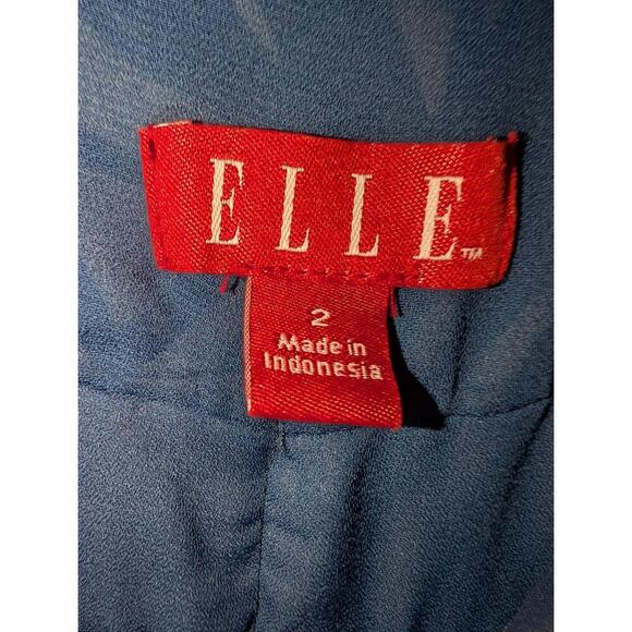 Elle Dress Womens Size 2 Blue White Sundress Sleeveless Floral Empire Waist - Picture 2 of 5